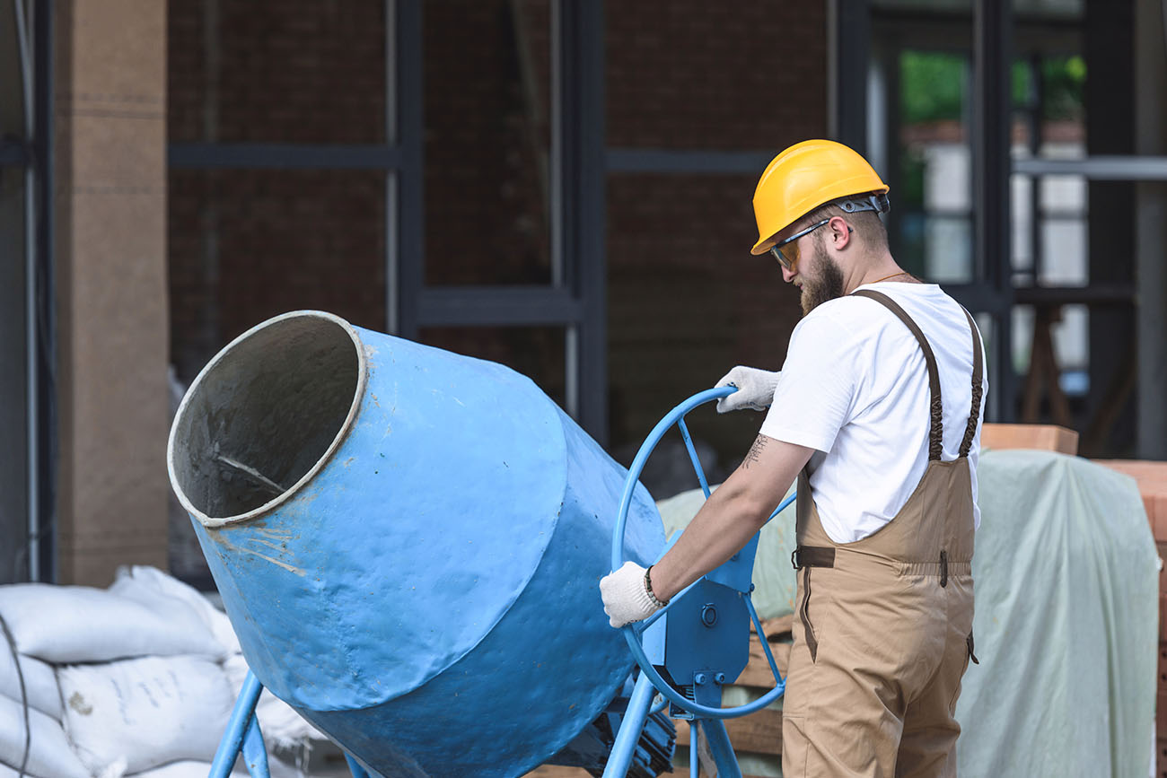 Construction worker with hardhat