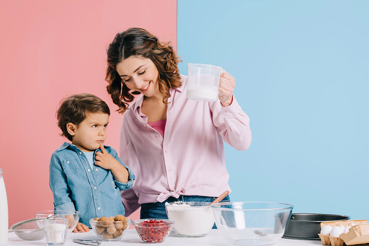 Woman measuring ingredients