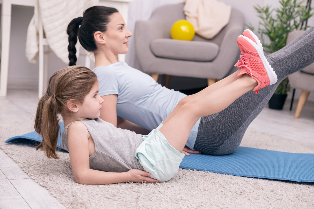 Mother Training With Her Daughter.