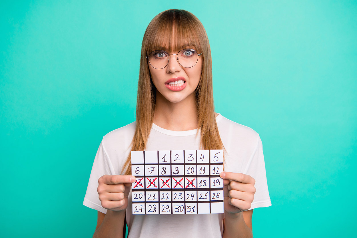 Woman checking calendar