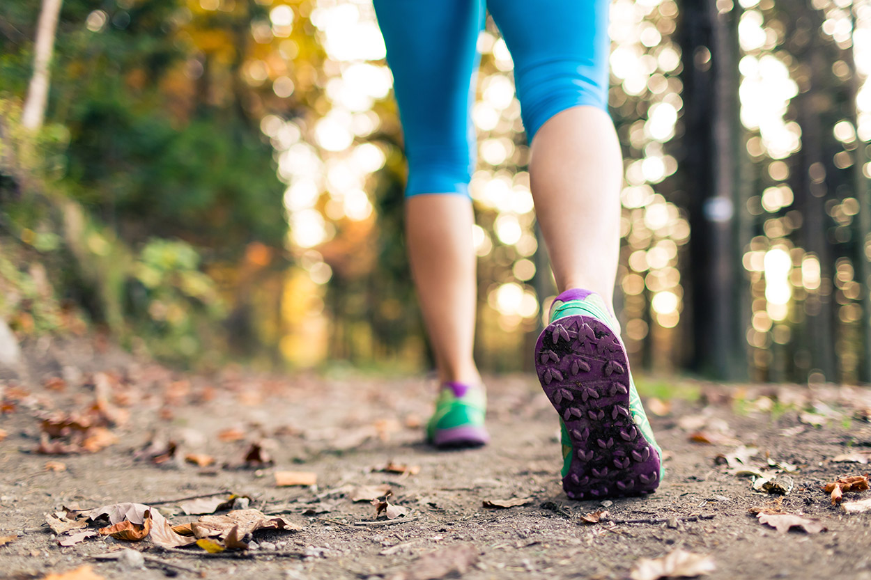 Woman In Nature Brisk Walking