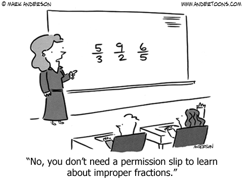 Improper Fractions Cartoon.