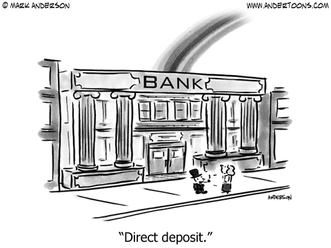 Leprechaun Direct Deposit Cartoon.